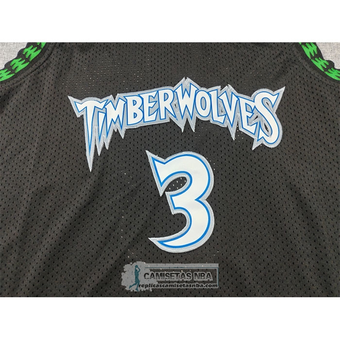 Camiseta Minnesota Timberwolves Stephon Marbury NO 3 Mitchell & Ness 1997-98 Negro